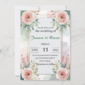 Moderne Soft Pastel Waterverf Flowers Wedding Kaart (Voorkant)