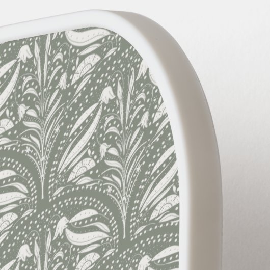 Moderne Soft Sage Green Boho Gepersonaliseerd Pickleball Paddle (Links Detail)