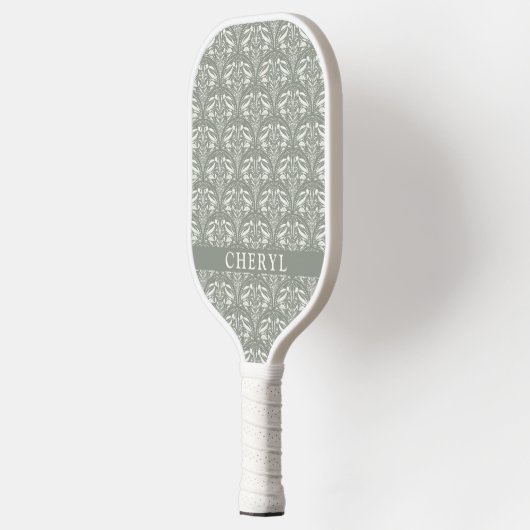 Moderne Soft Sage Green Boho Gepersonaliseerd Pickleball Paddle (Links)