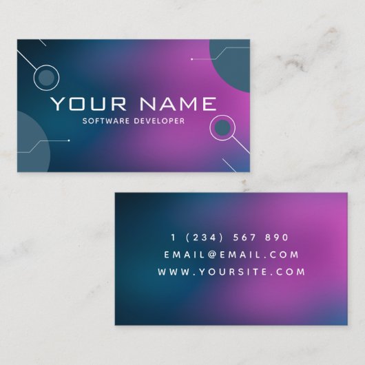 Moderne Software Developer Technology Web Designer Visitekaartje (Voorkant / Achterkant)