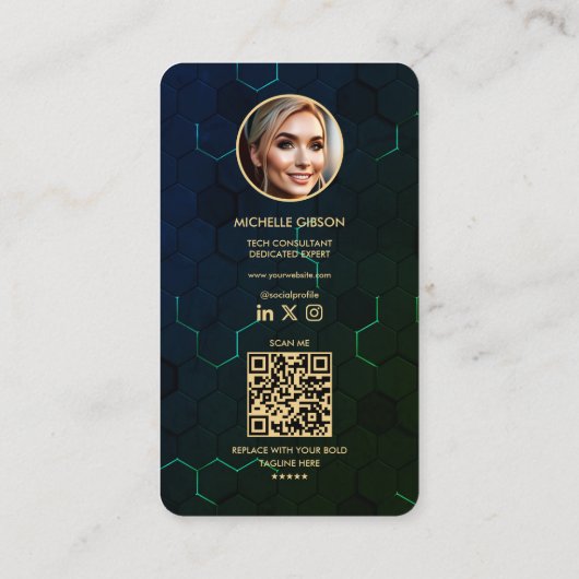 Moderne Software Engineer Ontwikkelaar Groen Visitekaartje (Achterkant)