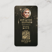 Moderne Software Engineer Zwart Goud Monogram Visitekaartje (Achterkant)