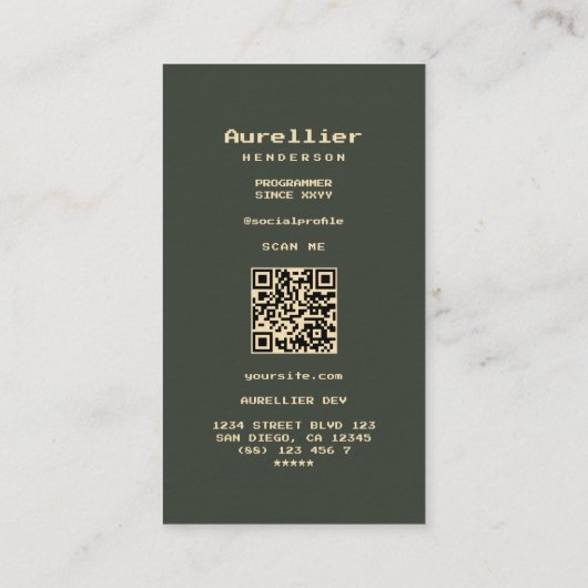 Moderne Software Ontwikkelaar Binair Donker Groen  Visitekaartje (Achterkant)