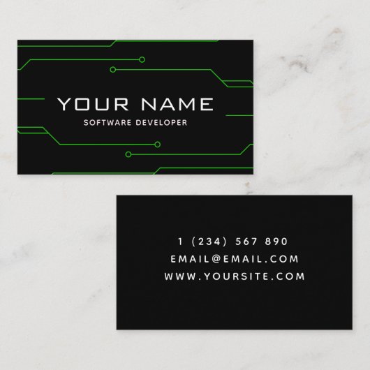 Moderne software ontwikkelaar technologie minimali visitekaartje (Voorkant / Achterkant)