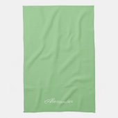 Moderne Solid Sage Green sjabloon Black Script Apr Theedoek (Verticaal)