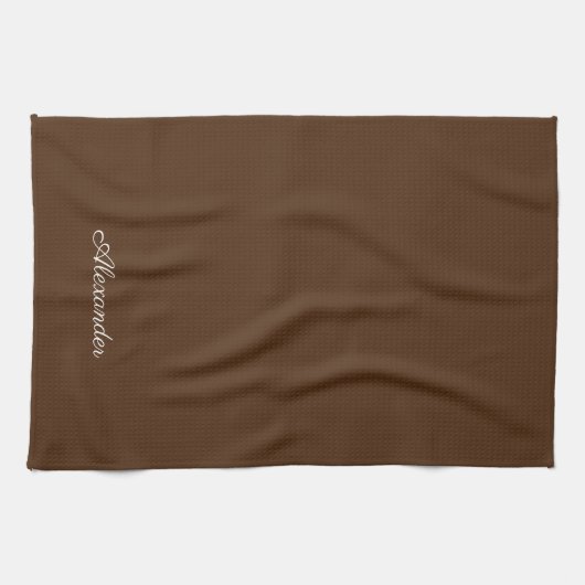 Moderne, solide kleur Bruine sjabloon Wit script Theedoek (Horizontaal)