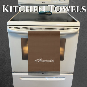 Moderne, solide kleur Bruine sjabloon Wit script Theedoek