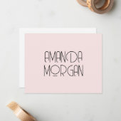 Moderne, solide, lichtroze, minimalistisch profess notitiekaartje (Voorkant / Achterkant in situ)