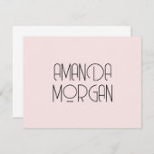 Moderne, solide, lichtroze, minimalistisch profess notitiekaartje (Voorkant / Achterkant)