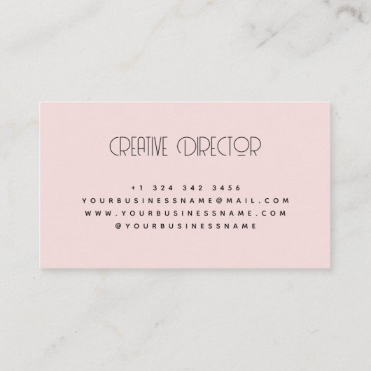 Moderne, solide, lichtroze, minimalistisch profess visitekaartje (Achterkant)