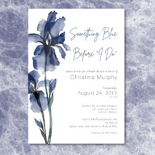 Moderne Something Blue Iris Bruidsdouche Kaart