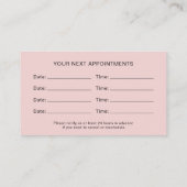 Moderne Spa Wellness Roze Afsprakenkaartje (Achterkant)