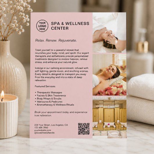 Moderne Spa Wellness Roze Promotie Zakelijk  Flyer
