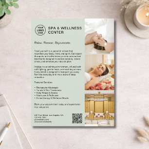 Moderne Spa Wellness Sage Green Promotie Flyer