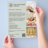 Moderne Spa Wellness Sage Green Promotie Flyer (Hand)