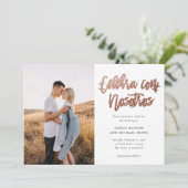 Moderne Spaanse Celebra con Nosotros foto bruiloft Kaart (Staand voorkant)