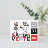 Moderne sparen de Dates Bride Groom Verloving Ring Briefkaart (Staand voorkant)