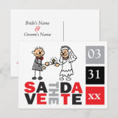 Moderne sparen de Dates Bride Groom Verloving Ring Briefkaart (Voorkant / Achterkant)