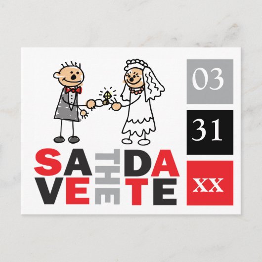 Moderne sparen de Dates Bride Groom Verloving Ring Briefkaart (Voorkant)