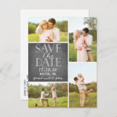 Moderne Sparen de Datum 4 Klassieke Collage van de Aankondigingskaart (Voorkant / Achterkant)