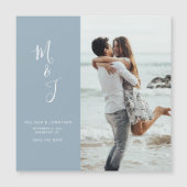 Moderne Sparen de Datum Blauwe Magnetische Kaart v Magnetische Uitnodiging (Voorkant)