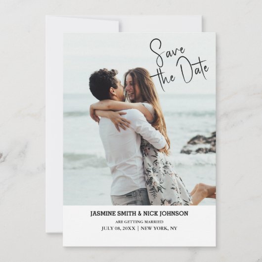 Moderne Sparen de DATUM QR de Foto van de Code bru Kaart (Voorkant)