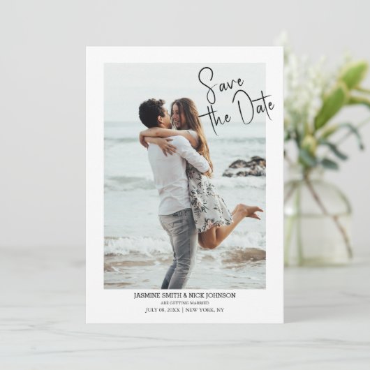 Moderne Sparen de DATUM QR de Foto van de Code bru Kaart (Staand voorkant)