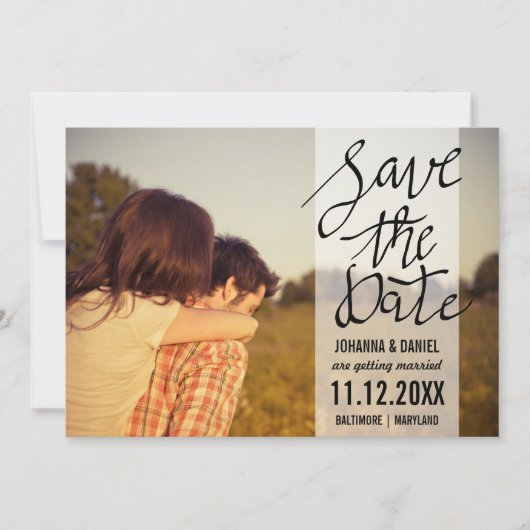 Moderne sparen de Datum Typografie Paar Foto Save The Date (Voorkant)