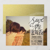 Moderne sparen de Datum Typografie Paar Foto Save The Date (Voorkant / Achterkant)