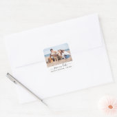 Moderne sparen de Datum Verloving Pet Foto Vierkante Sticker (Envelop)