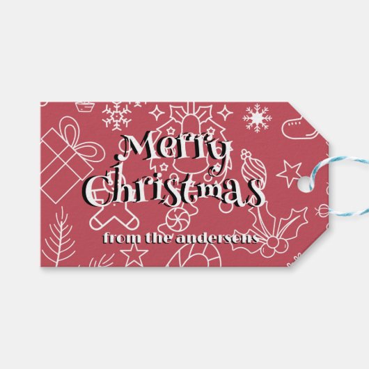 moderne Sparkle en Cheer: kerstfeest Cadeaulabel (Voorkant (Horizontaal))