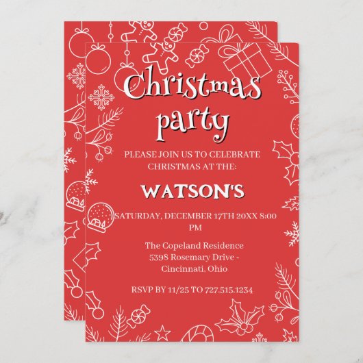 moderne Sparkle en Cheer: kerstfeest Kaart (Voorkant / Achterkant)