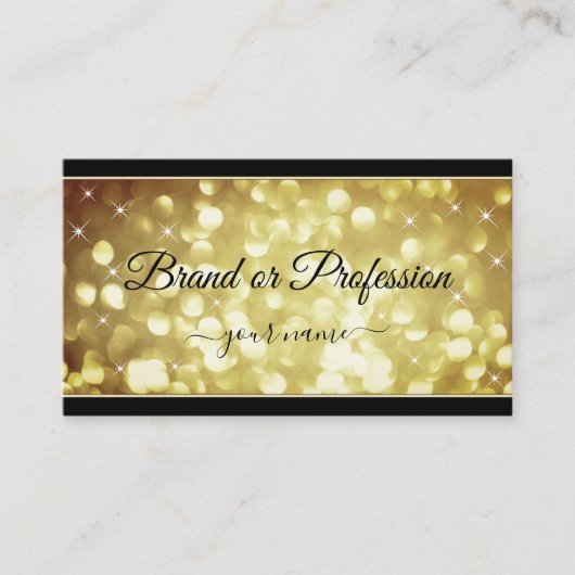 Moderne Sparkle Golden Glitter Sterren Zwart Kleur Visitekaartje (Voorkant)
