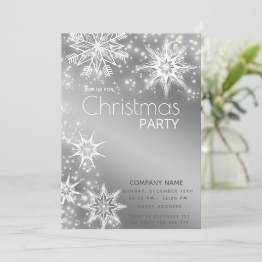 Moderne Sparkle sneeuwvlokken corporate kerst Kaart (Staand voorkant)