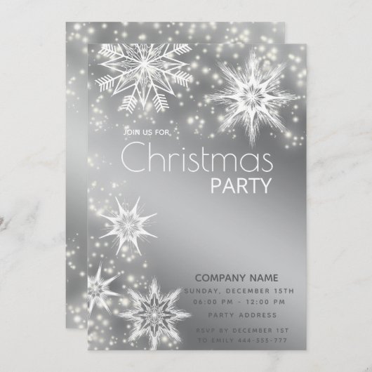 Moderne Sparkle sneeuwvlokken corporate kerst Kaart (Voorkant / Achterkant)