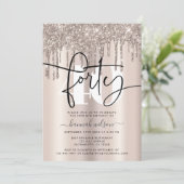 Moderne Sparkly Cream Glitter 40th Birthday Party Kaart (Staand voorkant)