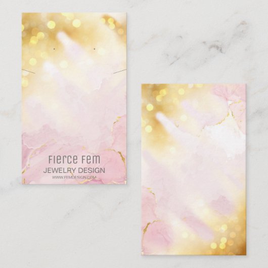 Moderne Sparkly Pink and Gold Jewels Display Card Visitekaartje (Voorkant / Achterkant)