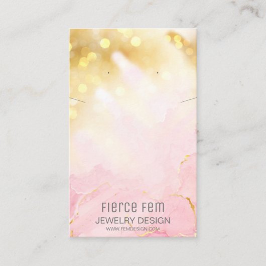 Moderne Sparkly Pink and Gold Jewels Display Card Visitekaartje (Voorkant)