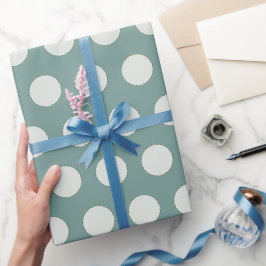Moderne Spearmint en Ivory Polka Dots Kerstmis Cadeaupapier