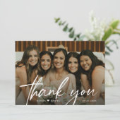 Moderne speciale aangepaste foto bruiloft bruidsme bedankkaart (Staand voorkant)