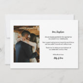 Moderne speciale aangepaste foto bruiloft bruidsme bedankkaart (Achterkant)