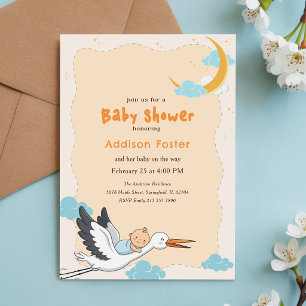 Moderne speciale bezorging Ooievaar Baby Shower Kaart