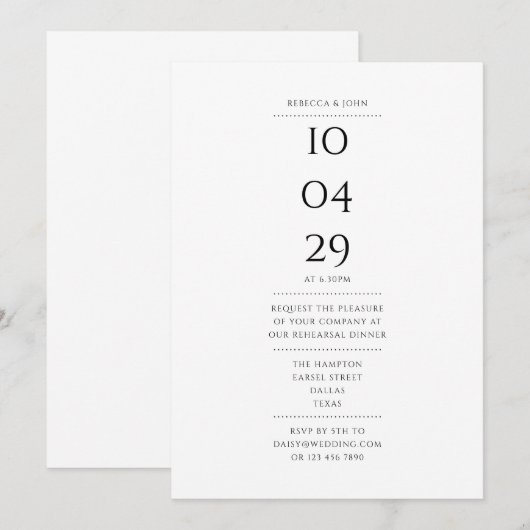 Moderne speciale datum repetitie diner kaart (Voorkant / Achterkant)