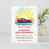 Moderne Speed Racing Red Sport Car Verjaardag Kaart (Staand voorkant)