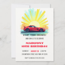 Moderne Speed Racing Red Sport Car Verjaardag