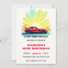 Moderne Speed Racing Red Sport Car Verjaardag Kaart