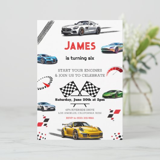 Moderne Speed Racing Sport Auto Verjaardag Kaart (Staand voorkant)