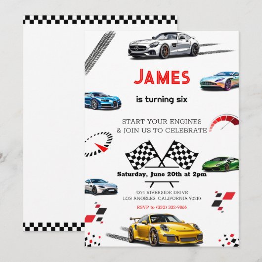 Moderne Speed Racing Sport Auto Verjaardag Kaart (Voorkant / Achterkant)