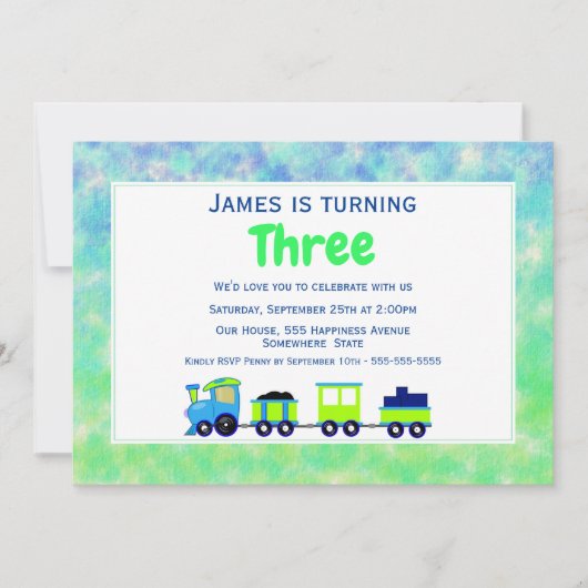 Moderne Speelgoed Waterverf derde verjaardag Kaart (Voorkant)