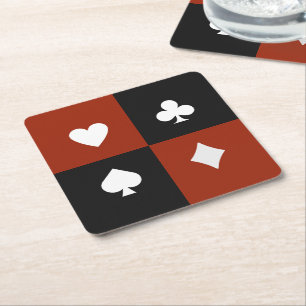 Moderne Speelkaart Kleur Poker & Bridge Kartonnen Onderzetters